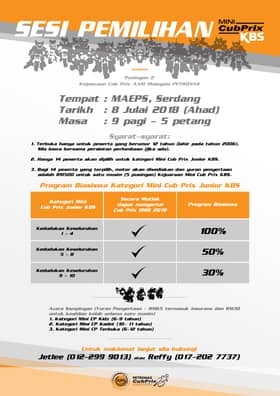 Mini Cub Prix KBS: Penganjur jalani sesi pemilihan