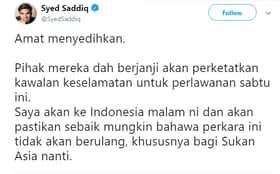 Syed Saddiq ke Indonesia, pantau keselamatan skuad B-19