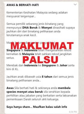 Tiada kes jangkitan "monkeypox" dikesan di Johor