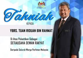 Riduan Rahmat appointed Dewan Rakyat secretary