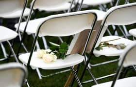 Empty chairs for MH17 victims outside Russia's Hague Embassy
