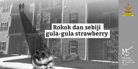 Rokok dan sebiji gula-gula strawberry