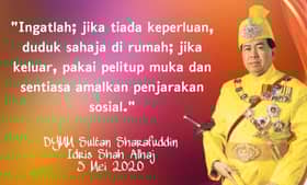 Sultan Selangor seru rakyat biasakan norma baharu