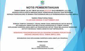 MPKj: Taman Awam Jalan Timur ditutup bagi kerja naik taraf