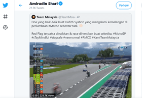Kemalangan GP Austria: MB doakan Hafizh Syahrin sembuh