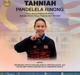 Agong zahir tahniah, bangga kejayaan Pandelela raih emas kejohanan dunia
