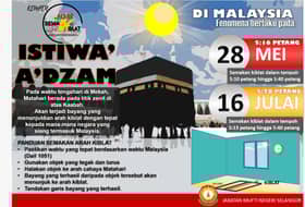 Semak kiblat sekali lagi sempena Istiwa’ A’dzam pada 16 Julai