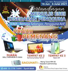 Golongan remaja dipelawa sertai pertandingan esei kesedaran pengguna