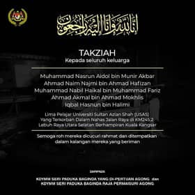 Agong zahir takziah kepada keluarga lima penuntut maut kemalangan