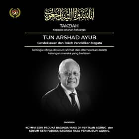 Agong zahir takziah pemergian tokoh pendidikan negara Tun Arshad Ayub