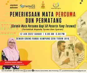 Pemeriksaan mata percuma DUN Permatang di Tanjung Karang, Ahad ini