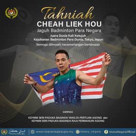 Agong, permaisuri zahir tahniah Liek Hou juarai para badminton dunia