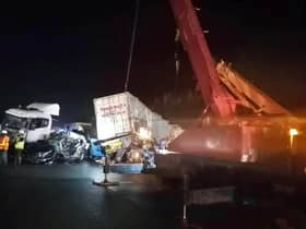 Seorang maut dalam kemalangan babitkan tiga treler, dua kenderaan