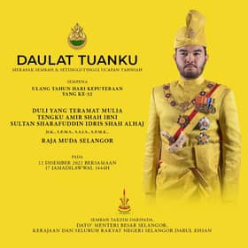 MB extended best wishes to Selangor Raja Muda on birthday