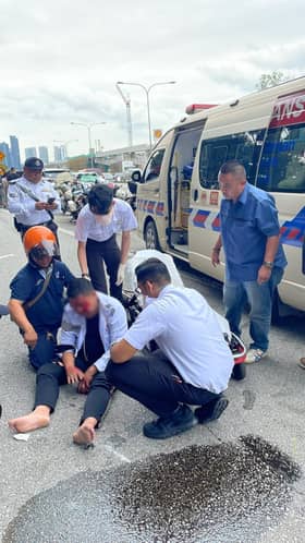 Polis trafik cedera motosikal dilanggar SUV ketika bertugas