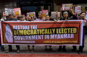 Protesters mark Myanmar coup anniversary, junta due to make statement