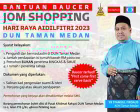 Warga Taman Medan dipelawa mohon baucar beli-belah sempena Aidilfitri