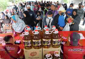 Beratur tiga jam berbaloi, dua beranak puas hati dapat beli barangan murah