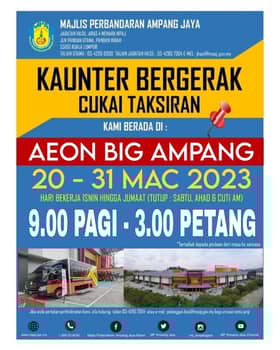 MPAJ sedia kaunter bergerak di Aeon Big Ampang sehingga 31 Mac