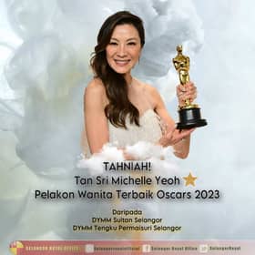 Sultan, Tengku Permaisuri ucap tahniah Michelle Yeoh menang Oscar