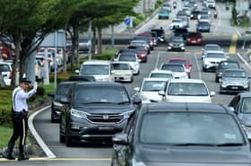 Slow-moving traffic on major highways on first day of Aidilfitri this evening