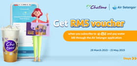 Air Selangor tawar 10,000 baucar Chatime buat pelanggan baharu e-bil