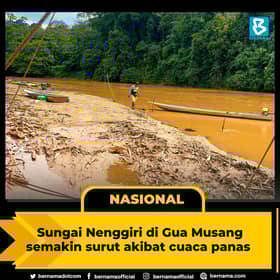 Sungai Nenggiri di Gua Musang semakin surut akibat cuaca panas