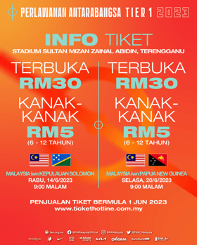 Tiket aksi persahabatan Harimau Malaya dijual mulai hari ini
