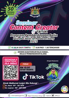 MPK anjur seminar cipta kandungan TikTok, terhad 50 peserta terawal