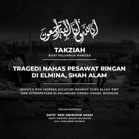 Nahas pesawat: MB ucap takziah, rakam penghargaan buat petugas