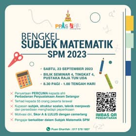 Bengkel subjek Matematik SPM percuma untuk ahli PPAS 23 September