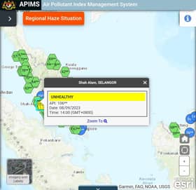 Shah Alam, Cheras catat udara tidak sihat setakat 2 petang