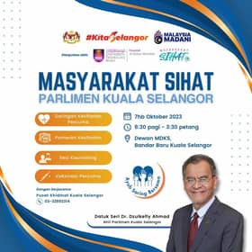 Pusat Khidmat Parlimen Kuala Selangor anjur saringan kesihatan percuma esok
