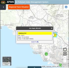 Jerebu: Batu Pahat, Alor Gajah catat bacaan udara tidak sihat setakat 10 pagi