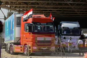 First relief convoy begins to enter Gaza Strip