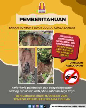 Tanah runtuh Bukit Jugra: JKR Laksana kerja pembaikan cerun