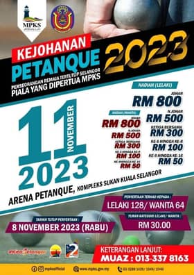 MPKS anjur kejohanan petanque remaja, tawar hadiah keseluruhan RM5,400