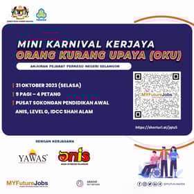 Karnival kerjaya khas untuk OKU di IDCC Shah Alam 31 Oktober