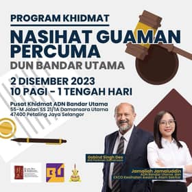 DUN Bandar Utama tawar khidmat nasihat guaman percuma Sabtu ini