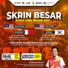 Tayangan skrin besar aksi Harimau Malaya sempena Piala Asia di Shah Alam