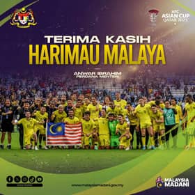 PM: Tahniah Harimau Malaya, teruskan perjuangan, usah menyerah kalah