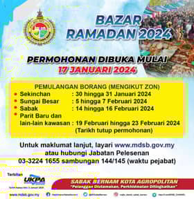 MDSB buka permohonan 370 permit tapak bazar Ramadan secara dalam talian