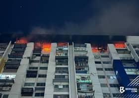 Bimbang keselamatan struktur siling, penghuni tingkat 16 Flat Sri Sabah kosongkan rumah