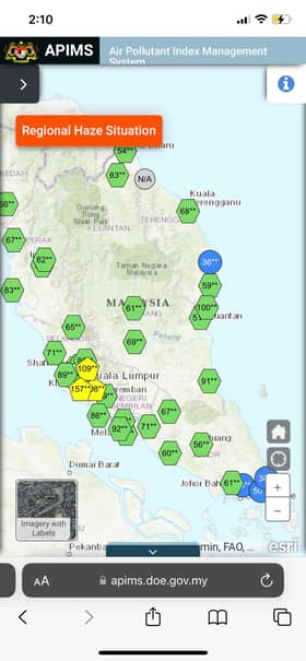 Banting, Nilai, Cheras catat udara tidak sihat takat 2 petang