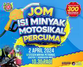 MBSA belanja petrol percuma buat 300 penunggang motosikal esok