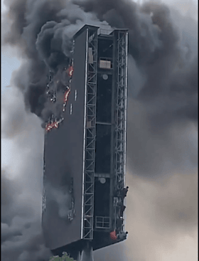 Digital billboard along Federal Highway catches fire