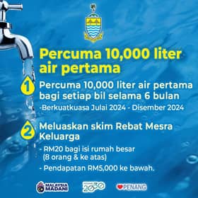 Water rebates lift financial burden for nearly 600,000 Penang consumers