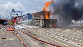 Over dozen containers engulfed by fire at West Port