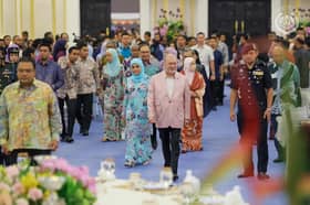 King, Queen grace royal tea reception