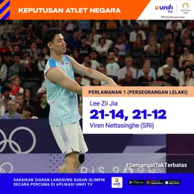 Zii Jia mula pencarian emas di Paris, tundukkan pemain Sri Lanka